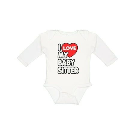 

Inktastic I Love My Baby Sitter Gift Baby Boy or Baby Girl Long Sleeve Bodysuit
