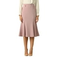thumbnail image 1 of Falda de cola de pez elegante para mujer Inspire Chic, con cintura alta y cinturón, falda midi de trabajo, color rosa, 1 of 5