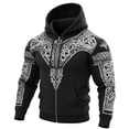 thumbnail image 2 of YaEYa Viking Zip Hoodie Men Graphic Mythology Patten Casual Taille Plus Y2k Clothes Grey XXL, 2 of 4