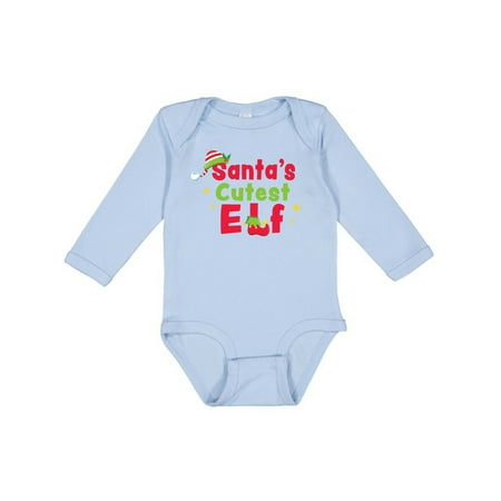 

Inktastic Christmas Santa s Cutest Elf Gift Baby Boy or Baby Girl Long Sleeve Bodysuit