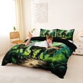 thumbnail image 2 of Metsweet Animal T-Rex Duvet Cover King, Wildlife Dino King Bedding, Green Brown,Black Reversible,3 Pieces,1 Duvet Cover and 2 Pillowcases, 2 of 6