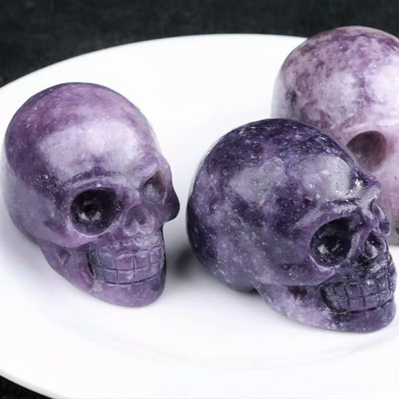 K-KED Natural Amethyst Skull Carved Quartz Crystal Healing Gemstone Specimen Decor