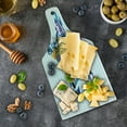 thumbnail image 5 of Starfish Cutting Board, Cartoon Styled Starfish with Summer Season Vacation Accessories Striped Backdrop, Tempered Glass Cutting and Serving Board, Wine Bottle Shape, Multicolor, by Ambesonne, 5 of 5