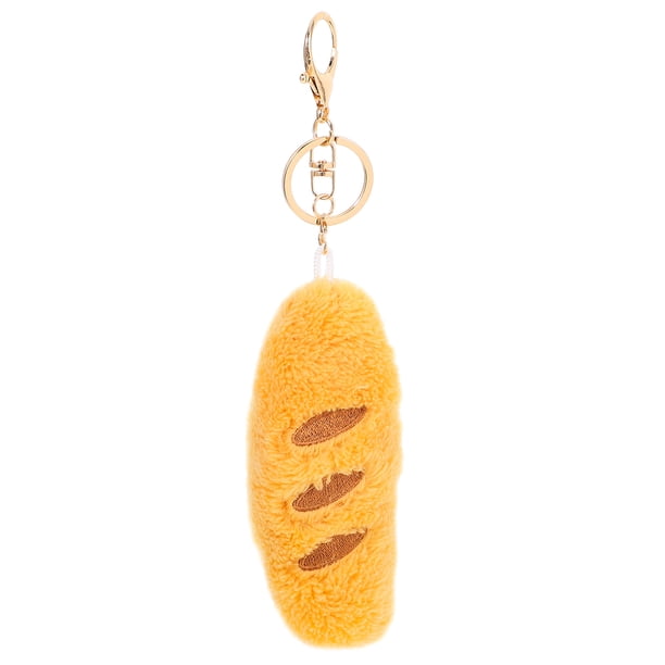 Lindo llavero de pan de peluche para decorar mochilas, llavero con colgante de comida artificial suave y divertido, llavero para decorar bolsos