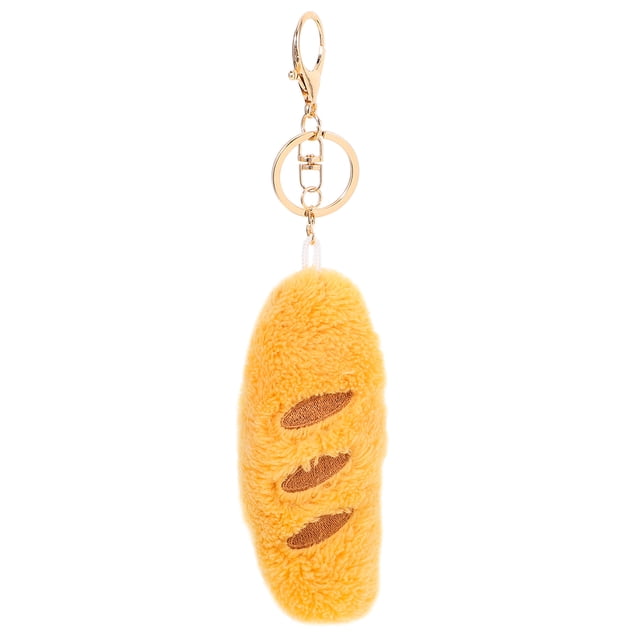 Lindo llavero de pan de peluche para decorar mochilas, llavero con colgante de comida artificial suave y divertido, llavero para decorar bolsos