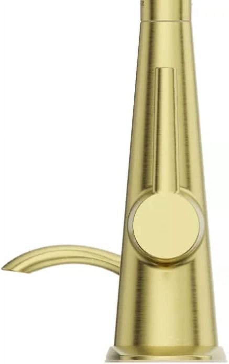 Pfister Barullli Single Handle Pull Down Sprayer Kitchen Faucet with Deckplate Included and Soap Dispenser in Brushed Gold