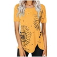 thumbnail image 2 of Vivianyo HD Casual Women's Summer Short Sleeve T-Shirt Women's Casual Round Neck Button Printed Short Sleeve Blouse, 2 of 3