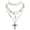 White, variant on Gothic Cross Layered Pearl Necklace Chunky Statement Stacked Necklace Y2K Silver Layered Necklace for Women (NK-10769)