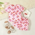 thumbnail image 2 of Baby Girl Outfit Kids Toddler Girls Summer Fruit Floral Print Causal Outfit Breathable T Shirt and Shorts Girls Summer Outfits Hot Pink 6 Months-12 Months, 2 of 4