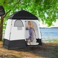 thumbnail image 2 of Outsunny Two Room Pop Up Shower Tent w/ Shower Bag, Floor, Carry Bag, Black, 2 of 10