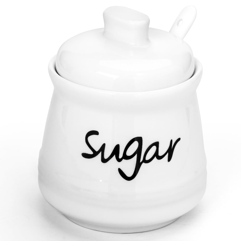 Quyimy Porcelain Sugar Bowl 12 fl oz with Lid and Spoon Ceramic Sugar