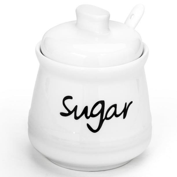 Quyimy Porcelain Sugar Bowl 12 fl oz with Lid and Spoon Ceramic Sugar