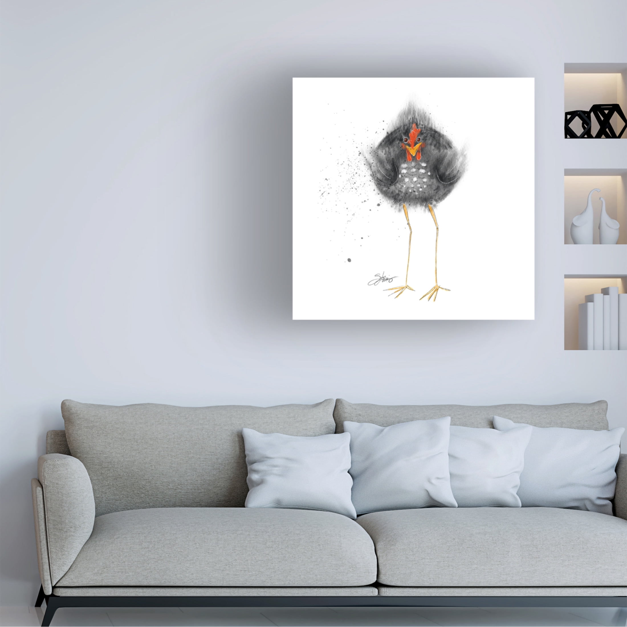 Canvas Wall Art - Shanda Louis 'Hell Chicken' Wall Art for Living Room, Bedroom, or Office Décor by Trademark Fine Art - 35 x 35 Inches