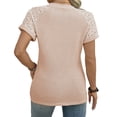 thumbnail image 5 of UVN Summer Blouses for Women Short Sleeve Crewneck Dressy Shirts Ladies Casual Waffle Knit Hollow Out Tunic Tops, 5 of 9