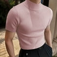 thumbnail image 5 of ALLLIST Short Sleeve Casual Tops for Men Pink High Neck Solid Ribbed Breathable T-Shirts Casual Pullover Men's Polo Shirts, 5 of 6