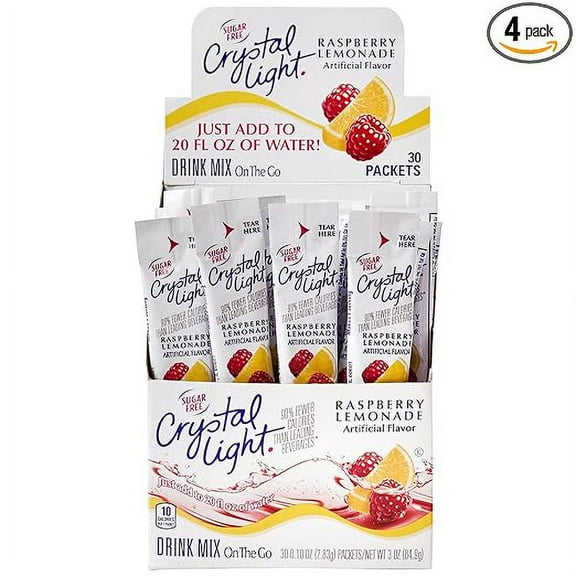 Crystal Light Sugar-Free Raspberry Lemonade On-The-Go Powdered Drink Mix 120 Count