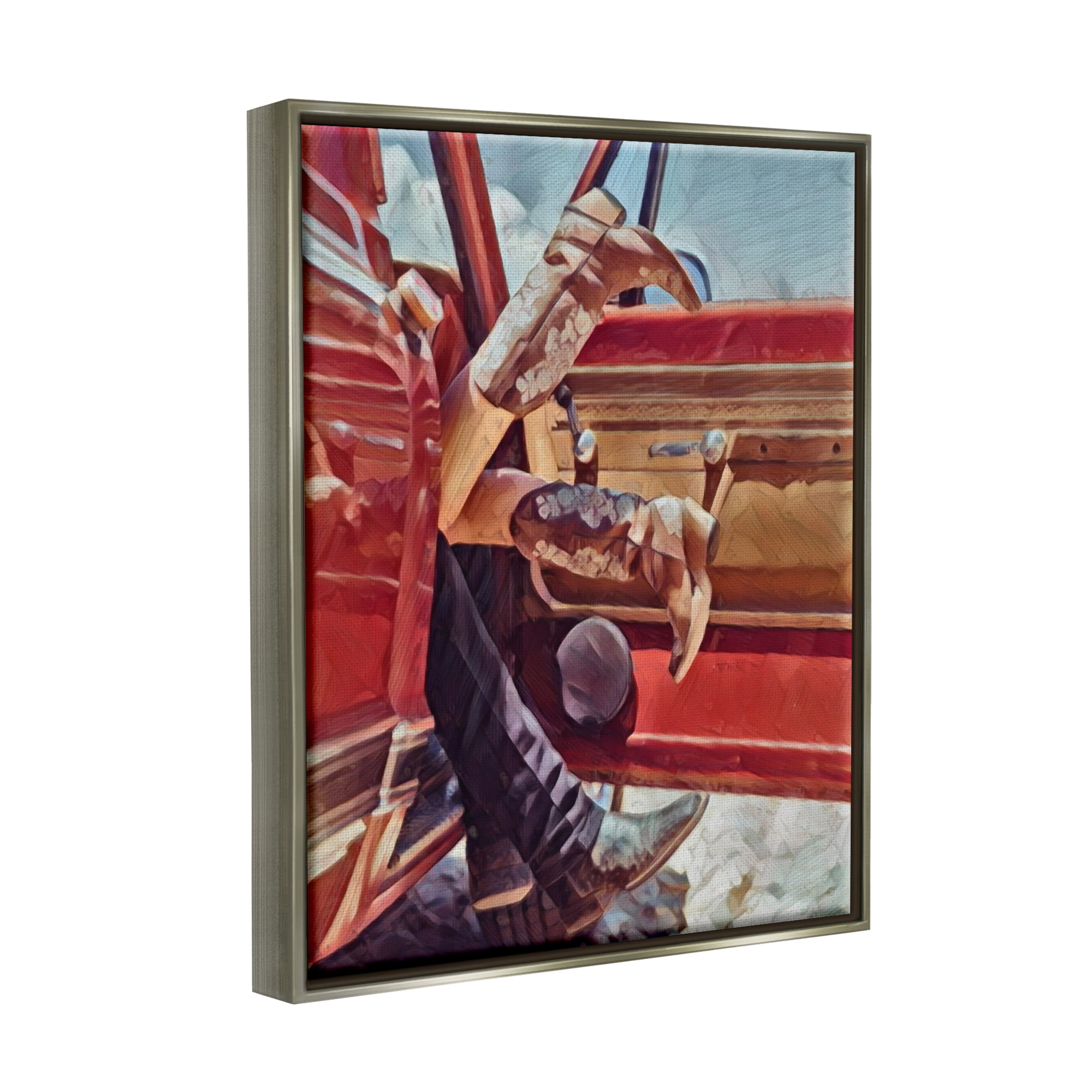 Stupell Industries Romantic Cowboy Boots Couple Transportation Painting Gray Floater Framed Canvas Art Print Wall Art, 17 x 21