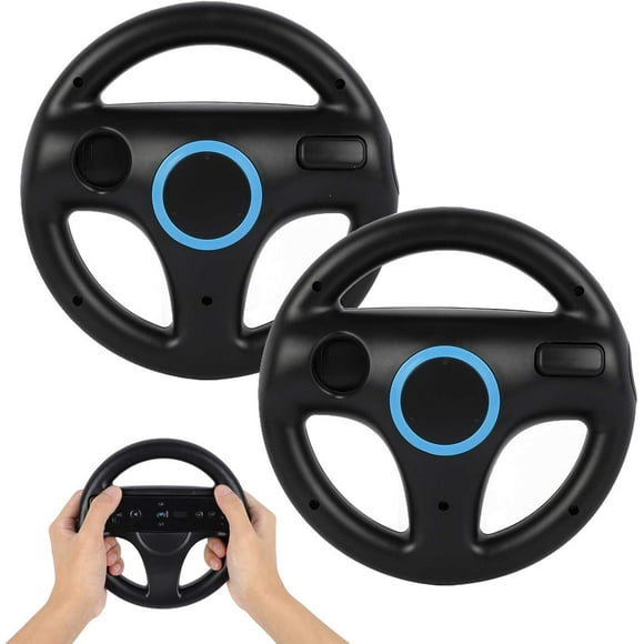DOYO 2 Pack Red and Blue Wheel Steering Wii Controller Design Stand Mario Kart Racing Game Steering Wheel Stand for Wii Game Controller