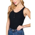 thumbnail image 3 of FashionMille Women's Sleeveless Henley Rib Buttoned Bodysuit Top Shirts, 3 of 4