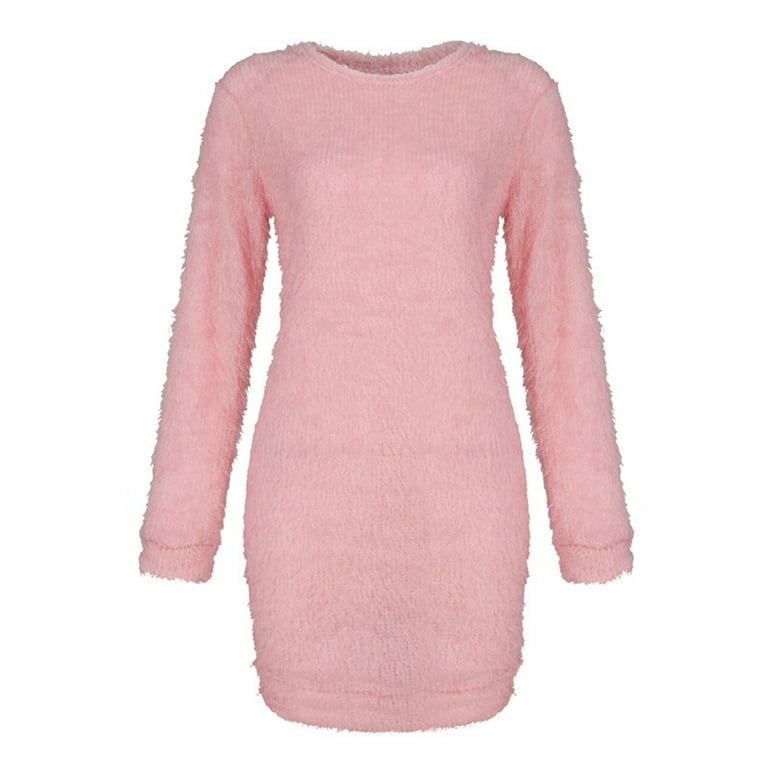 IDALL Long Sleeve Dress,Petite Dresses Women's Sweater Jumper Dress Short Mini  Dress Long Sleeve Solid Color Patchwork Elegant Dresses,Womens Dresses,Casual  Dresses for Women Pink Dress XL - Walmart.com