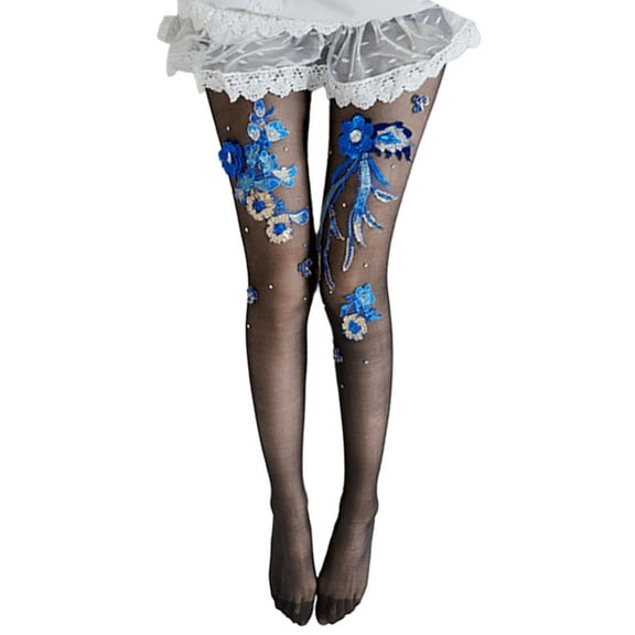 Huhudde Women's Sheer Patterned Tights High Waist Pantyhose Thigh High Stockings Silk Stockings