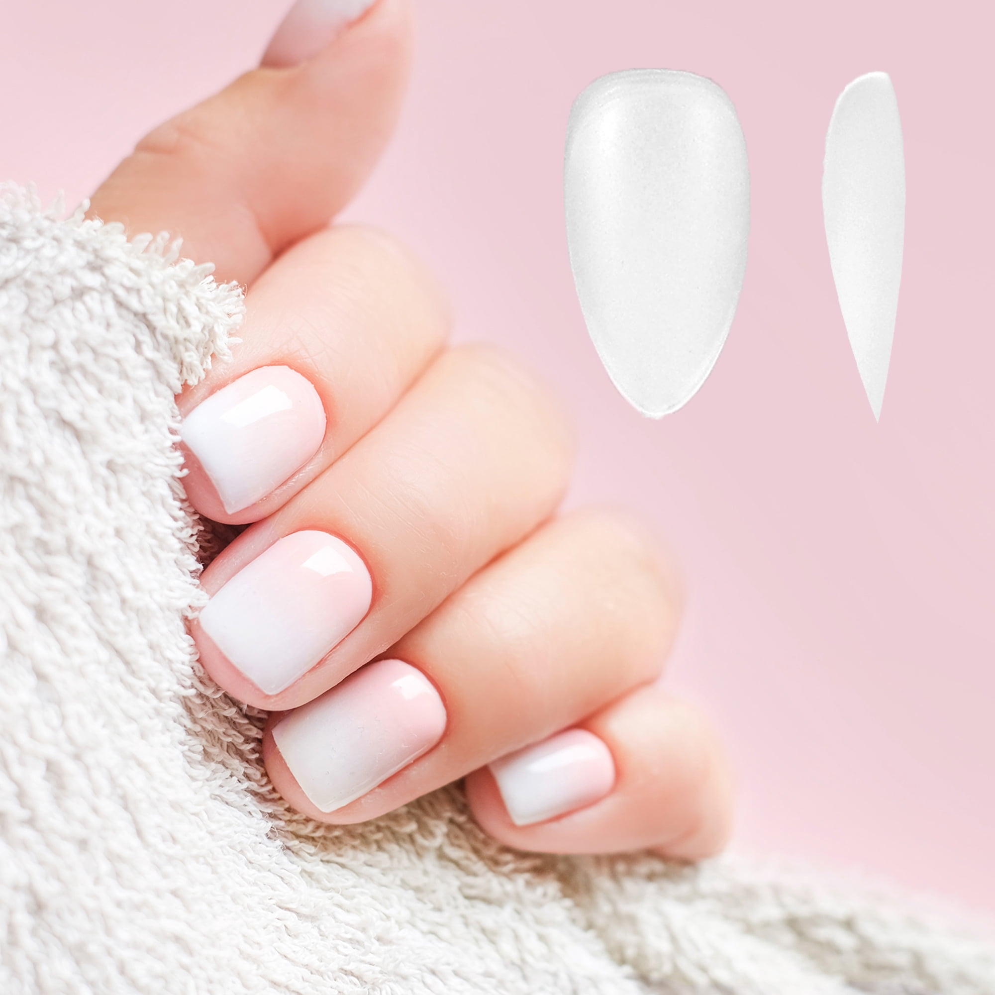 Unique Bargains Women's Matte Fake Nails Kit Clear 1 Set Short Almond