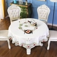 thumbnail image 4 of YaFex-goods Round Table Cloth Flower Embroidered Lace Tablecloth Wrinkle Free & Stain Resistant Fabric Tablecloths Table Cover for Kitchen Dinner ( Round 34 inch ), 4 of 9