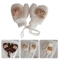 thumbnail image 2 of Cartoon Bear Gloves for Kids 2-5 Years Old, Comfortable Warm Gloves Fingerless/Full Finger Mitts for Winter Outdoor plush white, 2 of 4