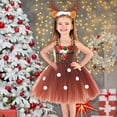 thumbnail image 5 of Vestido de reno navideño para niños, lindo y exquisito vestido de velo de ambiente festivo, 5 of 5