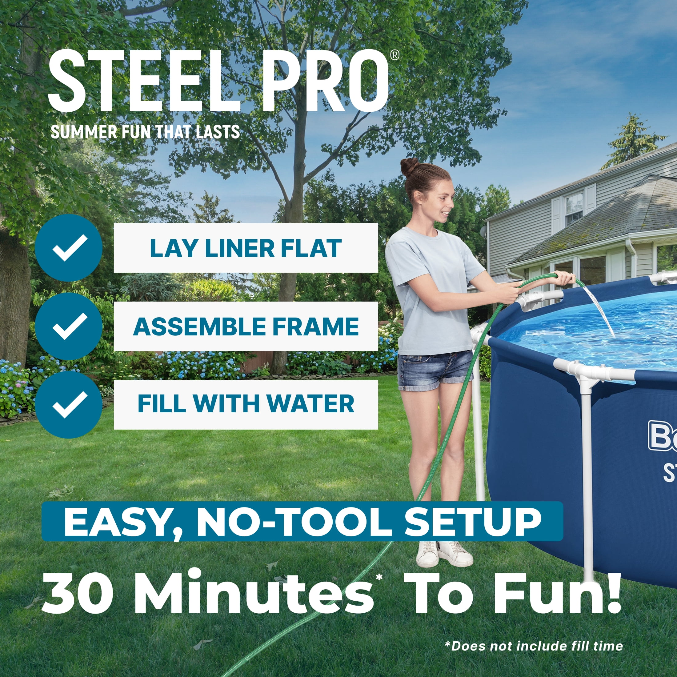 Bestway Steel Pro 10' x 30" Above Ground Swimming Pool Set with Filter Pump