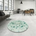 thumbnail image 4 of Ahgly Company Machine Washable Indoor Round Abstract Magic Mint Green Area Rugs, 5' Round, 4 of 7