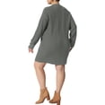 thumbnail image 4 of MODA NOVA Plus Size Sweater Dress for Juniors Long Sleeve Knit Pullover Short Sweater Dresses Army, 4 of 6