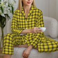 thumbnail image 6 of Lsque Yellow Checkered Plaid Pattern Long Sleeve Pajama Set for Women - Soft 2-Piece Sleepwear and Loungewear Set with Pockets, Comfy Nightwear-X-Large, 6 of 7
