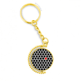 thumbnail image 1 of Linea de arte ilustración patrón grano Hexagonal Anillo de oro de metal llavero llavero, 1 of 3