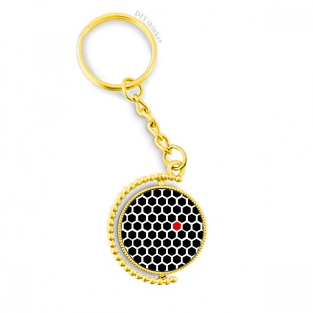 Linea de arte ilustración patrón grano Hexagonal Anillo de oro de metal llavero llavero