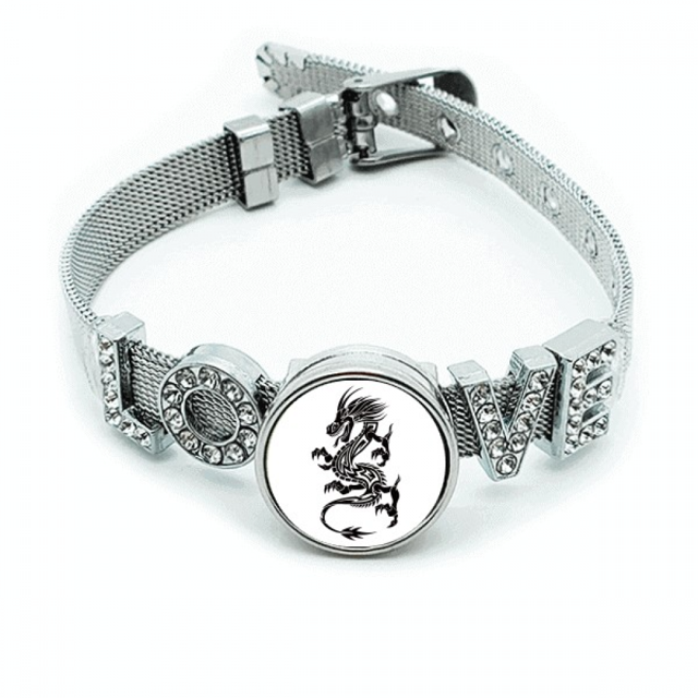Dragon arte animal grano silueta Pulsera pulsera pulsera de cristal amor pulsera ajustable