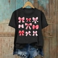 thumbnail image 5 of T Shirts for Women Ohufall Womens Tops Short Sleeve Bow Printed Valentines Shirts Summer Graphic Crewneck T-Shirts Basic Tees, 5 of 5