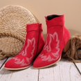 thumbnail image 3 of Xfvqtps Womens Ethnic Style Ankle Boots Western Cowboy Boots Embroidery Design Chunky Heel Pull on Boots for Winter Casual Outfit, 3 of 9
