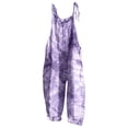 thumbnail image 2 of Conairie Womens Bib Overalls Womens Color Block Stretchy Boho Streetwear Rompers Straight Leg Pants Purple XL, 2 of 4