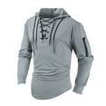 thumbnail image 1 of LUOGENLI Chandails à Capuche pour Hommes à Fermeture Éclair Brun Hommes Printemps et Automne Mode Décontractée Uni à Lacets à Capuche Manches Longues Chandail Chandails à Capuche pour Hommes Graphique Voiture Gris1 Taille TTG, 1 of 7