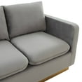 thumbnail image 4 of LeisureMod Loveseat Upholstered in Velvet with Brushed Gold Stainless Steel Base and Removable Cushions for Modern Home, Living Room, Offices Nervo Collection in Light Grey, 4 of 7