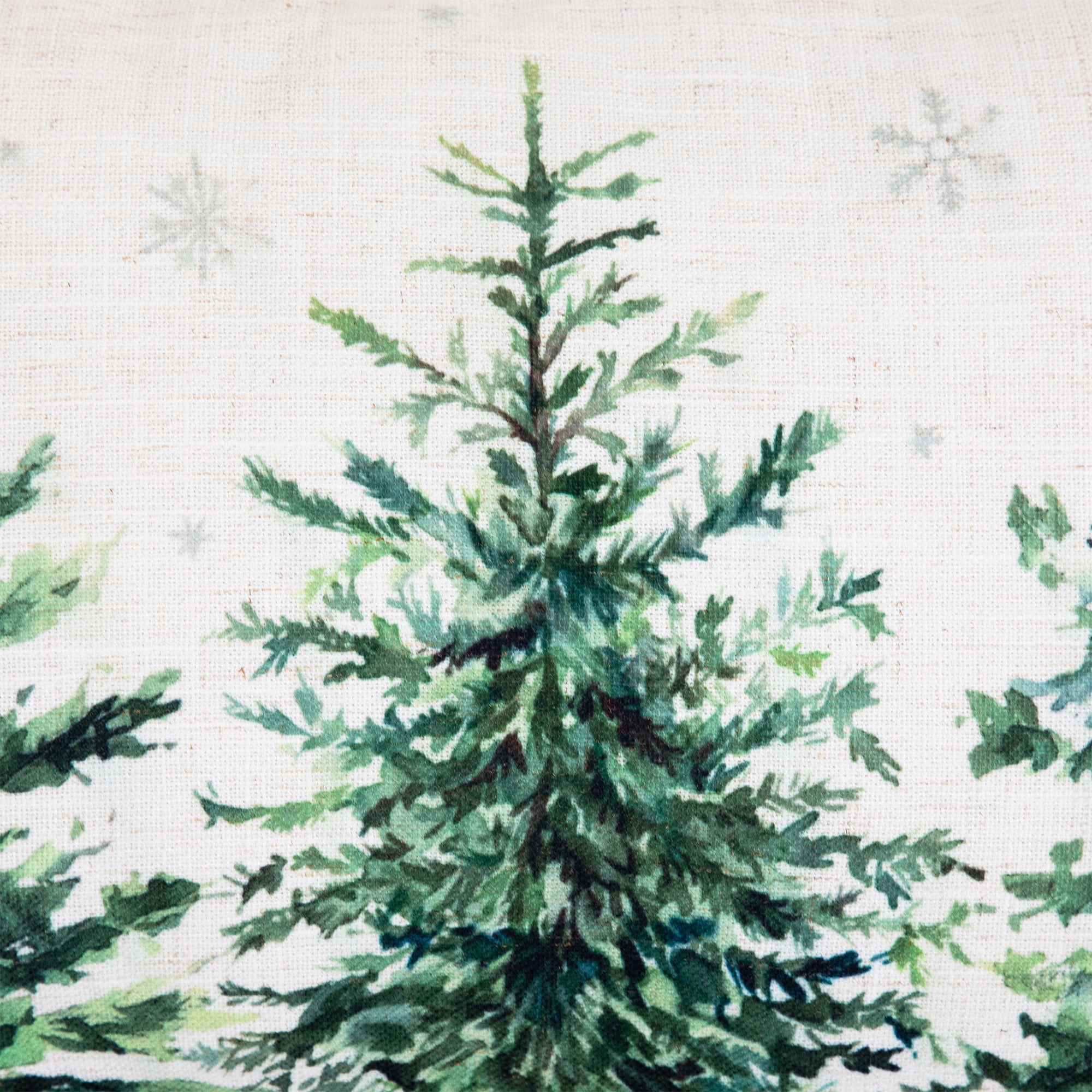 Evergreen Trees and Snowflakes Christmas Throw Pillow - 19" x 11" - White and Green