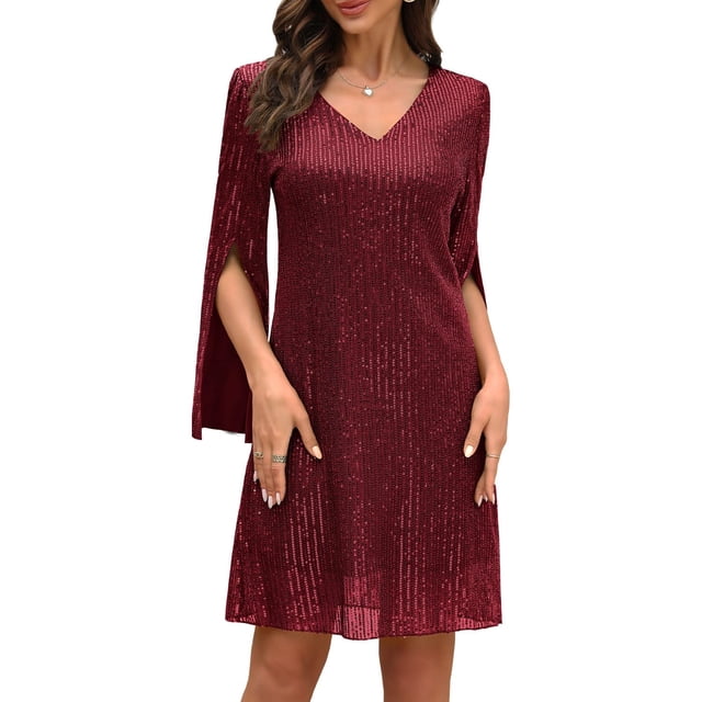 Vestido COOAN para invitadas a una boda, cóctel y formal, encaje y lentejuelas para mujer