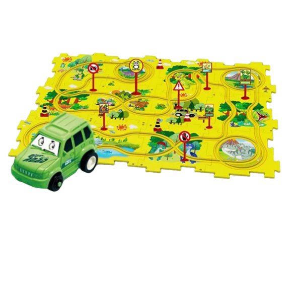 Vogacara Juego de rompecabezas de pista de coches de carreras para niños, juego creativo, pista de ferrocarril, coche DIY Juguetes Educativos dinosaurio【25PCS】