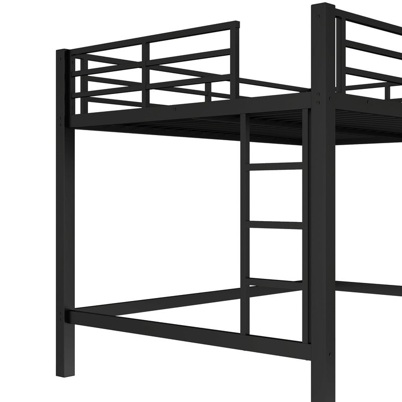 Bellemave Metal Queen Loft Bed, Heavy Duty Loft Bed Frame with 2 Build in Ladder and Full Length Guardrail, Loft Beds Queen Size with Large Under-Bed Space, Easy to Assemble-Black