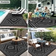 thumbnail image 6 of KUETH 8' x 10' Outdoor Rug Waterproof for Patio Carpet Plastic Reversible Straw Outdoor Rug for Camping Picnic Geometric Mat ,Black & Gray, 6 of 6