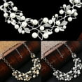 thumbnail image 2 of UDIYO Women's Luxury Choker Faux Pearl Leaf Hollow Short Chain Necklace Jewelry, 2 of 6
