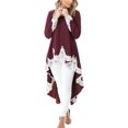 thumbnail image 1 of Women's Loose Lotus Leaf Cocktail Round Neck Flounce Ruffle Sleeve Irregular High Low Maxi Dress, 1 of 5