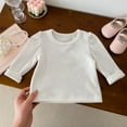 thumbnail image 4 of Odeerbi 6M-3Y Infant Girls Cotton Undershirt Rib Knit Base Layer Spring Fall Long Sleeve Undershirts Solid Color Shirt White, 4 of 5