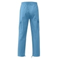 thumbnail image 4 of Nestiefly Men's Cargo Pants Drawstring Casual Hiking Pants Joggers Athletic Trousers Cotton Loose Straight sweatpants for Men Sky Blue XL, 4 of 5